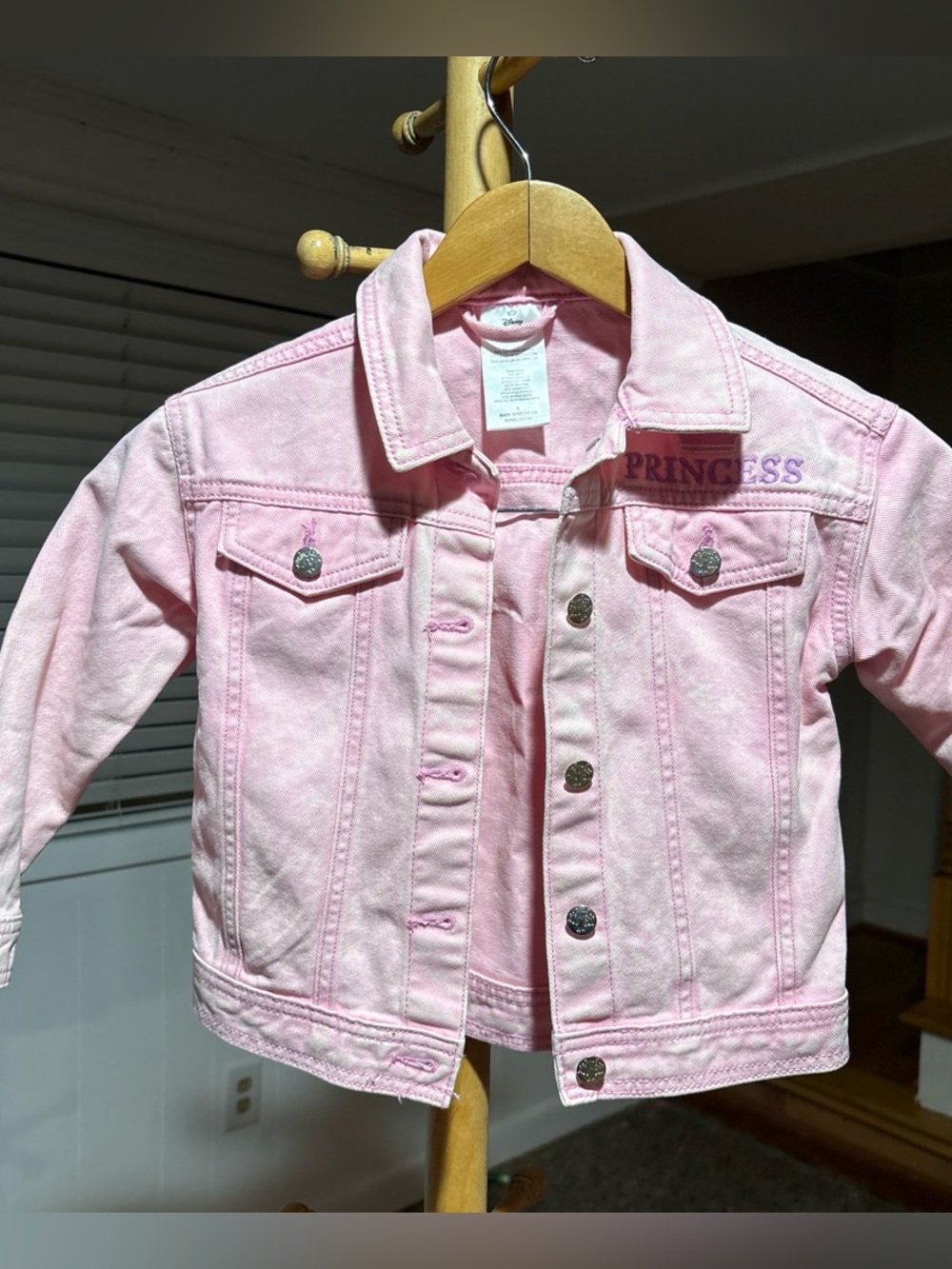 Disney Princess Girls Pink Acid Wash
Denim Jacket Size 5
